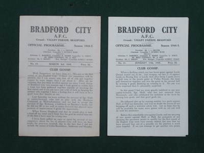 Lot 742 - Bradford City 1944-5 Programmes v. Rotherham...