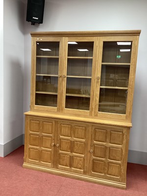 Lot 1520 - A Beaverman Oak Bookcase, with three glazed...