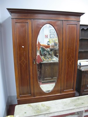 Lot 1487 - An Edwardian mahogany inlaid wardrobe with...