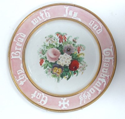 Lot 1015 - A Circular Pottery Bread Plate, with verse to...