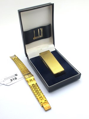 Lot 218 - Dunhill; A Vintage Gold Plated Lighter,...