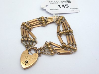 Lot 145 - A Fancy Link Wide Bracelet, of baton and ball...