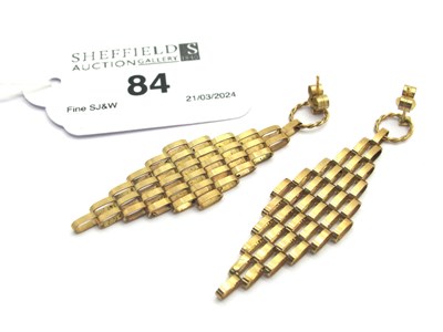 Lot 84 - A Pair of 9ct Gold Articulated Drop Earrings,...