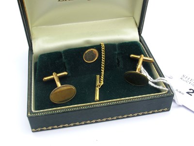 Lot 211 - A Pair of 9ct Gold Cufflinks, each oval panel...