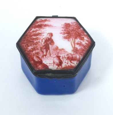 Lot 1138 - An XVIII Century Bilston Type Enamel Patch Box,...