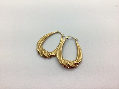 Lot 211 - A Pair of 9ct Gold Hoop Earrings, of draping...