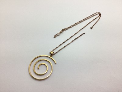 Lot 204 - A 9ct Gold Pendant of open swirl design,...