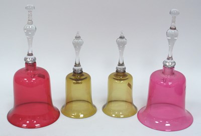 Lot 1005 - A Pair of Victorian Cranberry Glass Bells,...