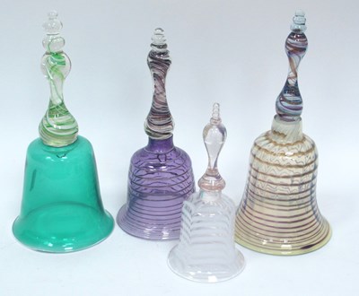 Lot 1010 - A Victorian Green Glass Bell, with Nailsea...
