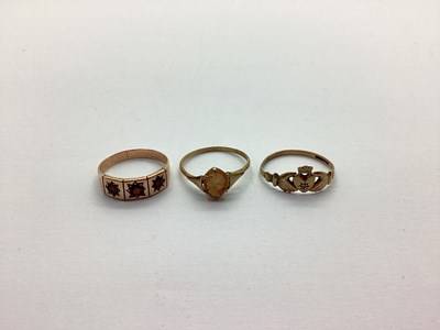 Lot 244 - A 9ct Gold Stone Set Claddagh Ring, together...