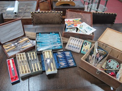 Lot 1043 - A collection of boxed silver plate cutlery...