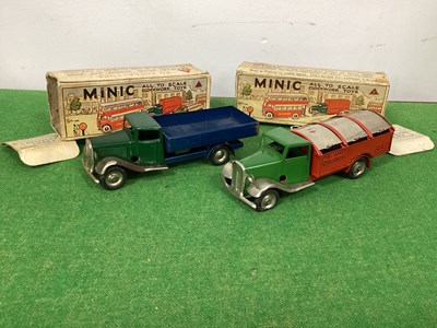 Lot 632 - Two Post War Tinplate Clockwork Minics, a Dust...