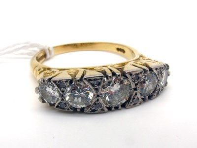 Lot 190 - A Large 18ct Gold Five Stone Diamond Ring, of...