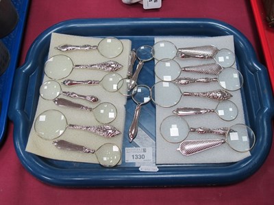 Lot 1330 - Magnifying Glasses, with varying white metal...