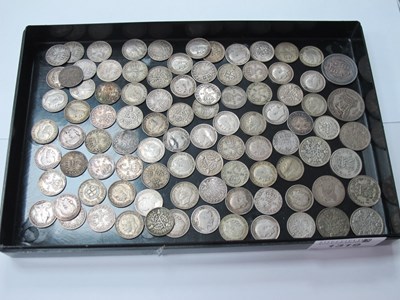 Lot 1319 - Coinage - Silver threepences, approximately 85....