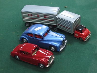 Lot 490 - Three Mid XX Century Tinplate Vehicles, a...