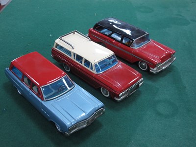 Lot 488 - Three Original Tinplate 'Push 'N' Go Cars, by...
