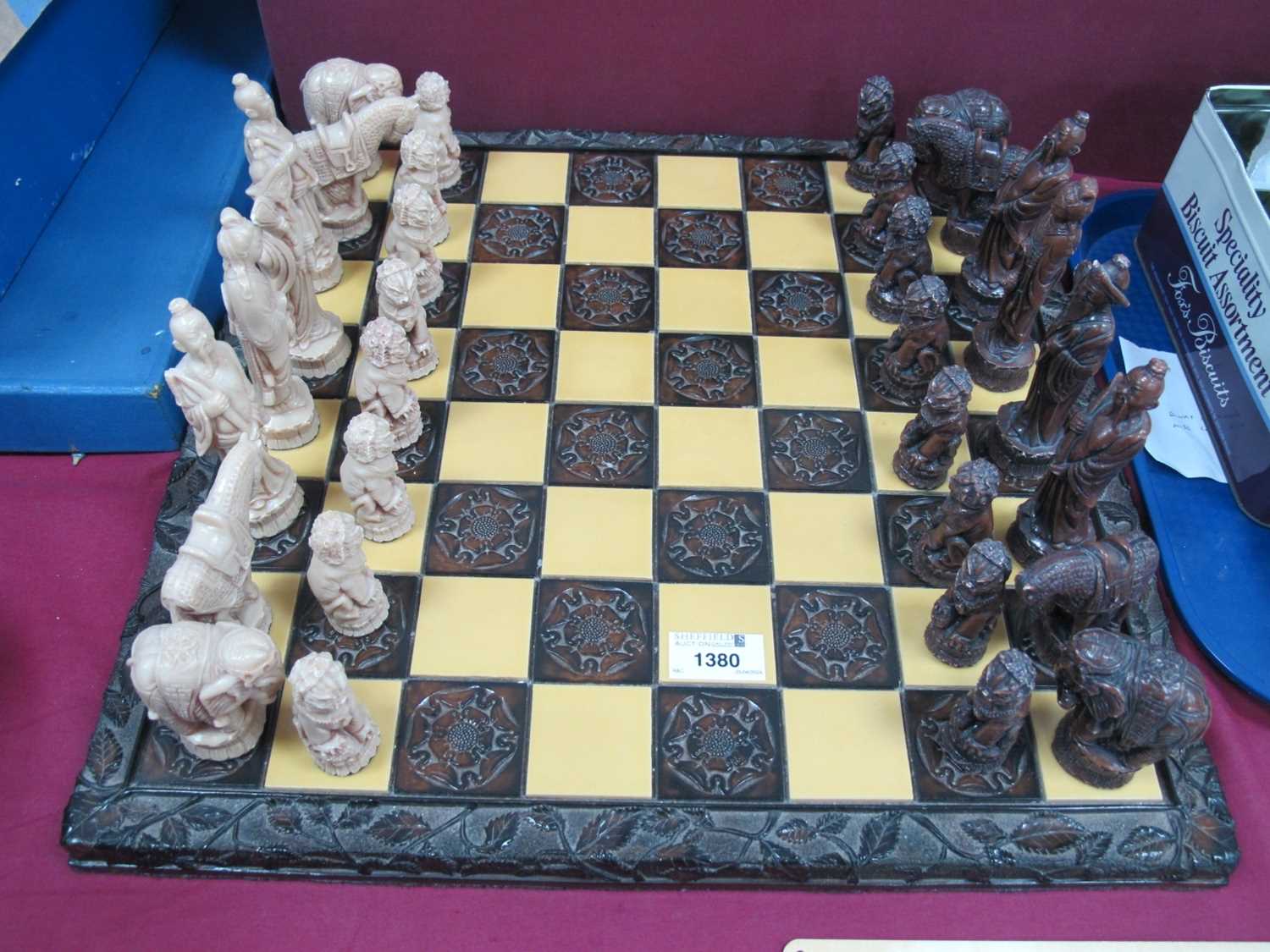 Lot 1380 - Resin Chess Set The Pieces of Chinese Figures,...