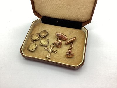 Lot 218 - A Pair of 9ct Gold Cufflinks, of heart-shape...