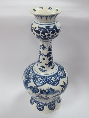 Lot 1342 - Delft Blue & White Pottery Vase, of double...