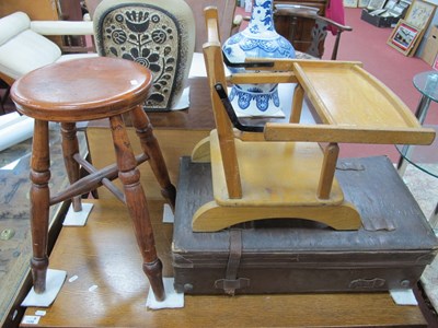 Lot 1599 - Leather Suitcase, another smaller, baby chair,...