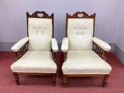 Lot 1612 - A Pair of Stained Mahogany Armchairs, with...