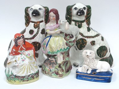 Lot 1040 - A Pair of Late XIX Century Staffordshire Dogs,...