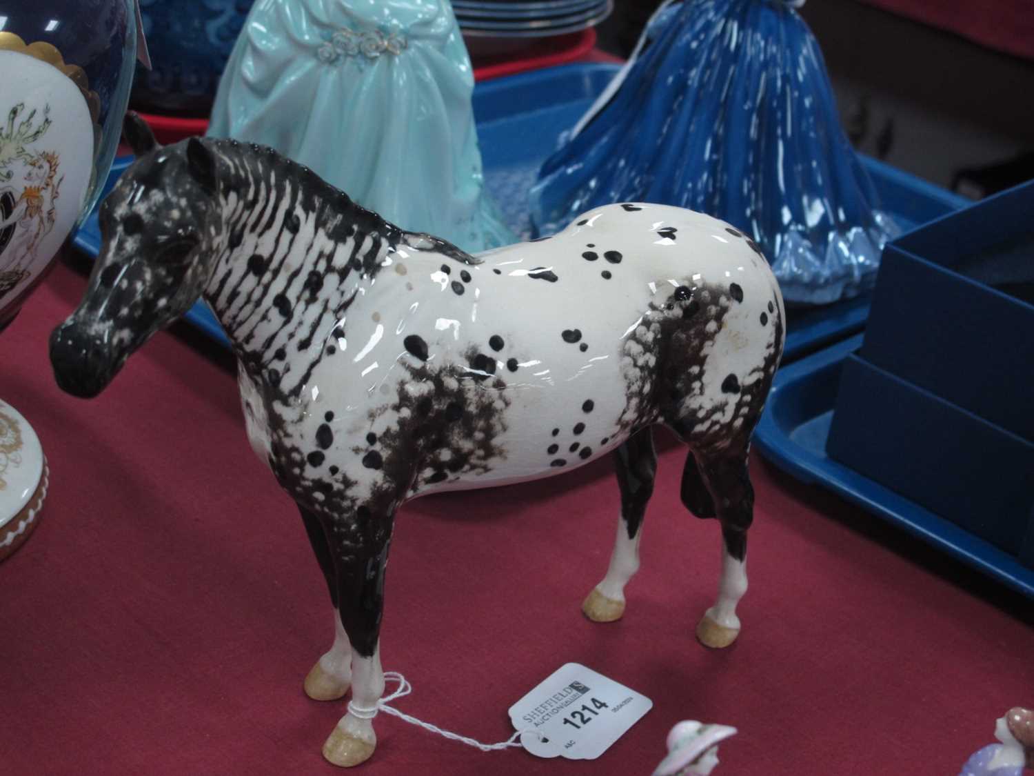 Lot 1214 - Beswick Appaloosa Horse, with circular black...