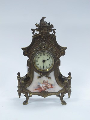 Lot 1450 - Continental Brass Cased Mantle Clock, with...