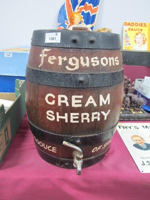 Lot 1381 - Ferguson's Cream Sherry Iron Coopered Wooden...