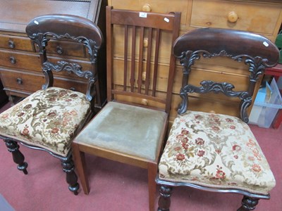 Lot 1555 - Pair of XIX Century Mahogany Chairs, with a...