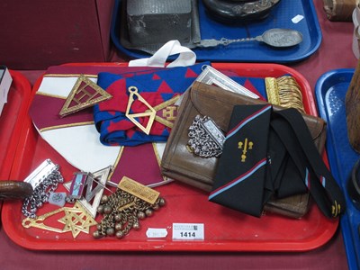 Lot 1414 - A Masonic Hat and Sash, with gilt/gold...