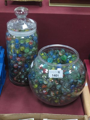 Lot 1401 - A Large Jar of Vintage Marbles; plus a...