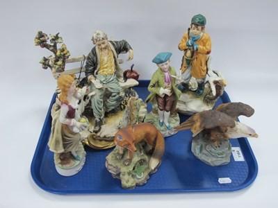 Lot 1164 - Capodimonte Tramp on Bench Figure Group, Young...