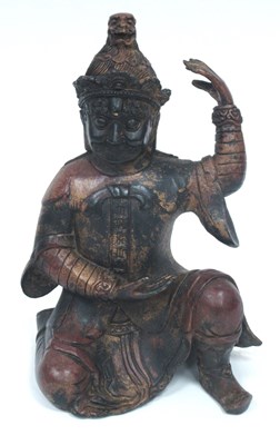 Lot 1150 - A Chinese Bronze Kneeling Figure in Ceremonial...