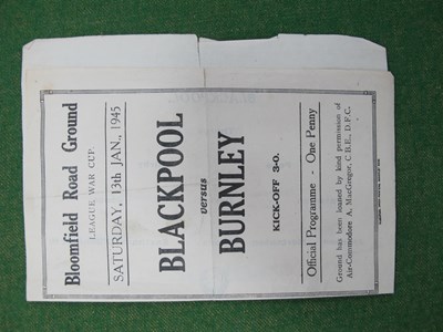 Lot 419 - 1944-5 Blackpool v. Burnley Four Page...