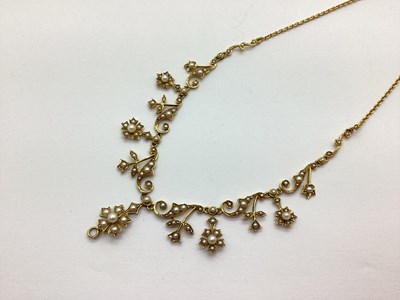Lot 222 - A Decorative Edwardian Pearl Set Necklace, of...