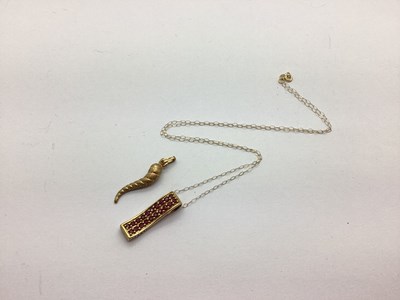 Lot 200 - A Modern 9ct Gold Pendant, of inset design, on...