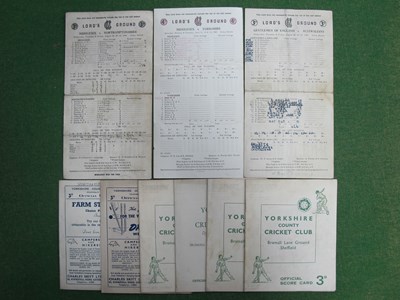 Lot 437 - Cricket Yorkshire 1950's Score Cards - Four at...