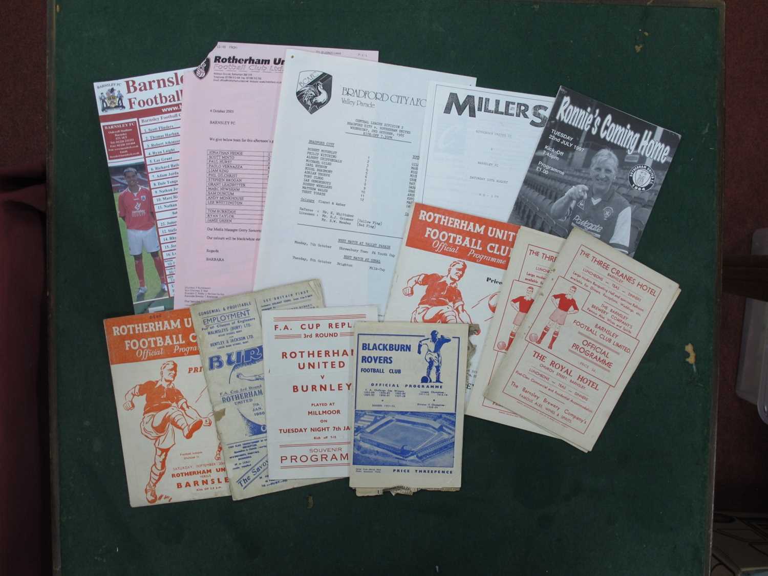Lot 380 - Rotherham United Programmes, 1951-2 away at...
