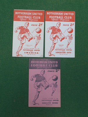 Lot 867 - Rotherham United Home Programmes, 1951-2 v....