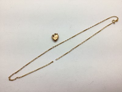 Lot 225 - A 9ct Gold Dainty Figaro Link Chain (broken);...