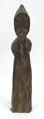 Lot 1279 - A Mid XX Century Heavy Bronze Figure of a Monk,...