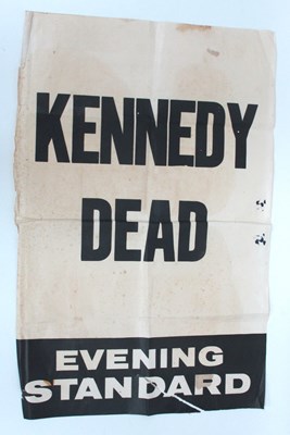 Lot 1286 - A News Stand Poster 'Kennedy Dead - Evening...