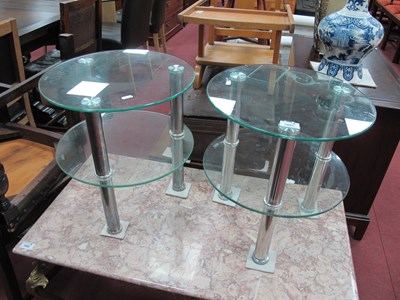 Lot 1601 - Pair of Circular Glass Top Side Tables, 40cm...