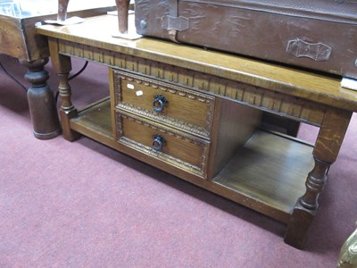 Lot 1534 - Oak Rectangular Shaped Coffee Table, with two...