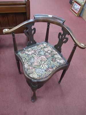 Lot 1608 - Early XX Century Oak Corner Chair, with...