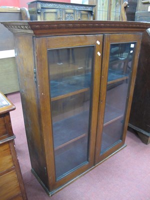 Lot 1566 - XX Century Oak Bookcase Top, with twin glazed...