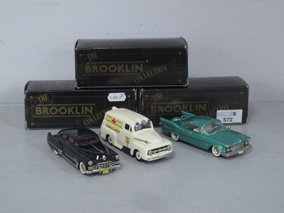 Lot 572 - Three Brooklin Models 1:43rd Scale White Metal...