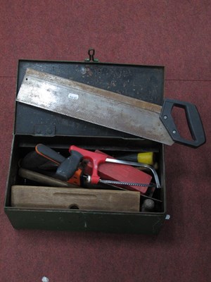 Lot 1445 - A green painted metal toolbox with contents to...